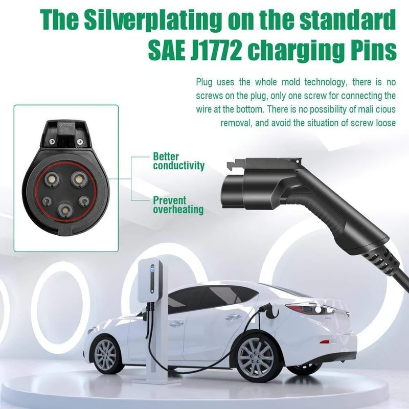 Typ 1 EV Autoladegerät Ladestation für Elektrofahrzeuge SAE J1772 32A 1 Phasenstecker 7.68KW EVSE Wallbox Level 2 für Tesla EV Autos