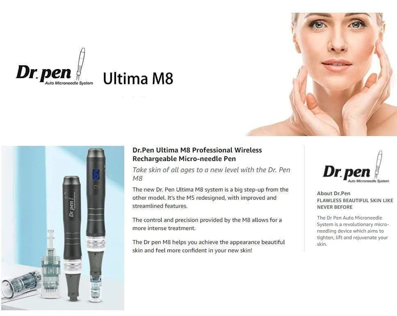 Dr pen Ultima M8 Professional Microneedling Pen Tattoo-Maschine - Wireless Dermapen - Bestes Gesichtspflege-Schönheitswerkzeug-Kit