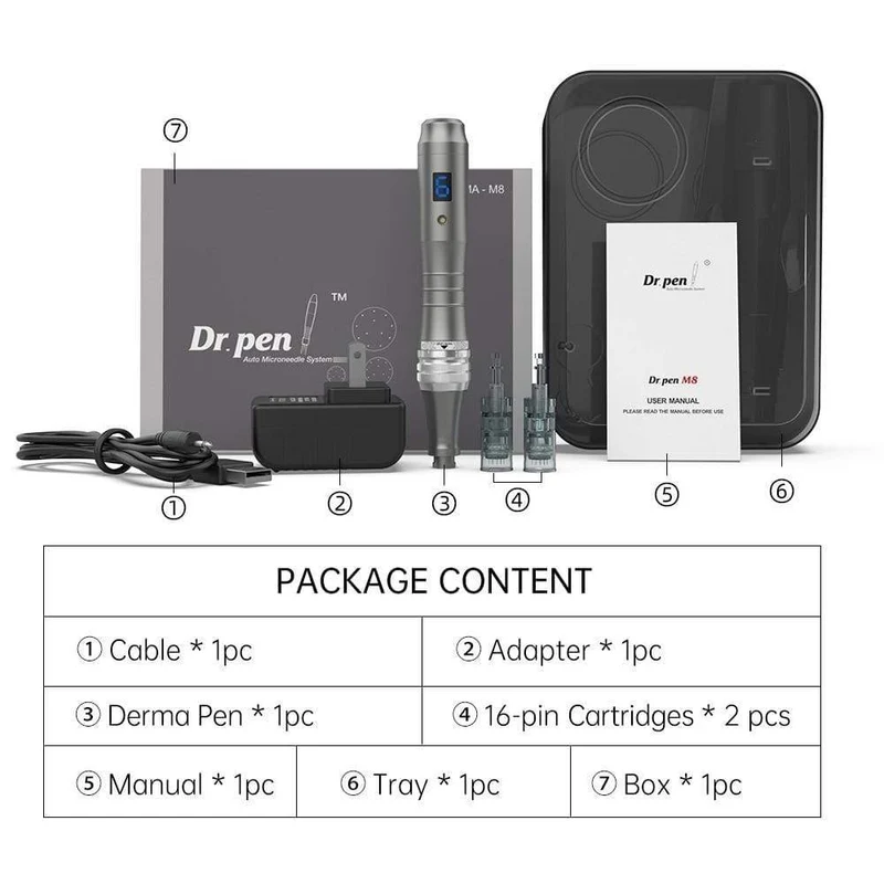 Dr pen Ultima M8 Professional Microneedling Pen Tattoo-Maschine - Wireless Dermapen - Bestes Gesichtspflege-Schönheitswerkzeug-Kit