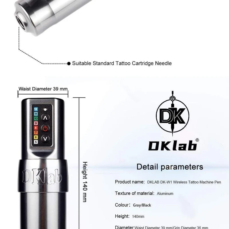 DKLAB DK-W1 Drahtloser Tattoo-Maschinenstift,Professioneller Drahtloser Tattoo-Stift,Kundenspezifischer kernloser Motor,Richtige Ausgangsspannung