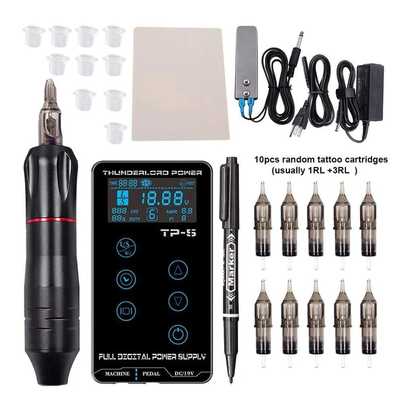 Tattoo Machine Kit Professionelle Komplette Tattoo Maschine Stift LCD Touchscreen Tattoo Power Cartridges für Tattoo Anfänger Künstler