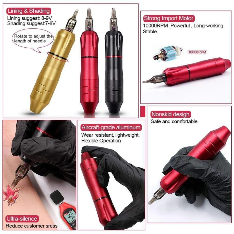 Tattoo Machine Kit Professionelle Komplette Tattoo Maschine Stift LCD Touchscreen Tattoo Power Cartridges für Tattoo Anfänger Künstler