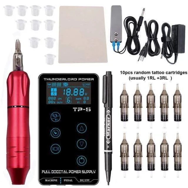 Tattoo Machine Kit Professionelle Komplette Tattoo Maschine Stift LCD Touchscreen Tattoo Power Cartridges für Tattoo Anfänger Künstler
