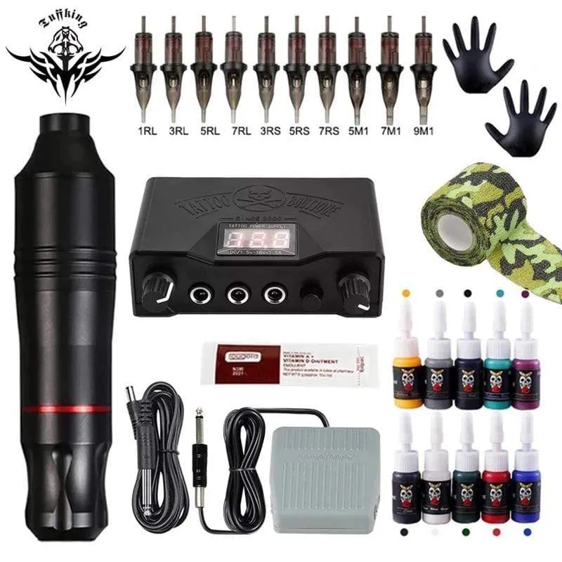 Tattoo-Maschinen-Kits Tattoo-Netzteil Drehstift mit Patronen Nadeln Permanent Make-up-Maschine für Tattoo-Anfänger Künstler