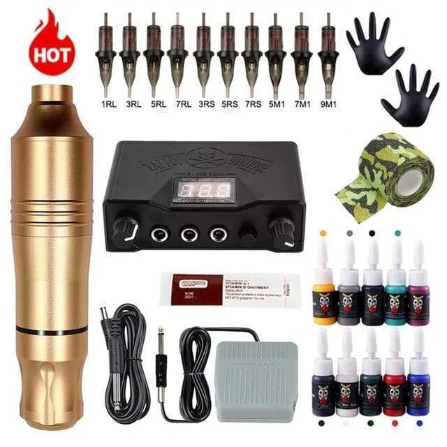 Tattoo-Maschinen-Kits Tattoo-Netzteil Drehstift mit Patronen Nadeln Permanent Make-up-Maschine für Tattoo-Anfänger Künstler