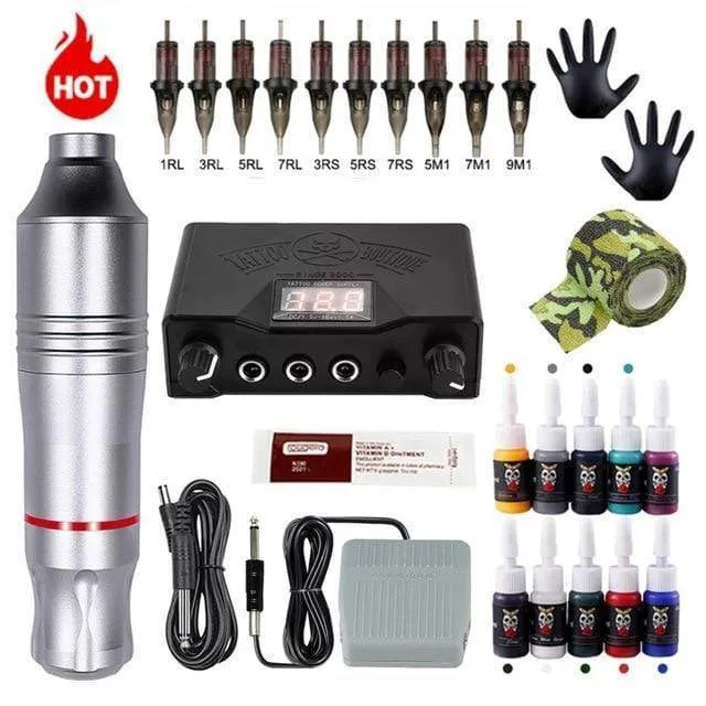 Tattoo-Maschinen-Kits Tattoo-Netzteil Drehstift mit Patronen Nadeln Permanent Make-up-Maschine für Tattoo-Anfänger Künstler