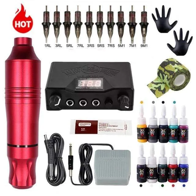 Tattoo-Maschinen-Kits Tattoo-Netzteil Drehstift mit Patronen Nadeln Permanent Make-up-Maschine für Tattoo-Anfänger Künstler