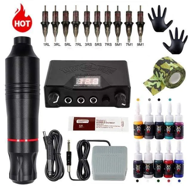 Tattoo-Maschinen-Kits Tattoo-Netzteil Drehstift mit Patronen Nadeln Permanent Make-up-Maschine für Tattoo-Anfänger Künstler