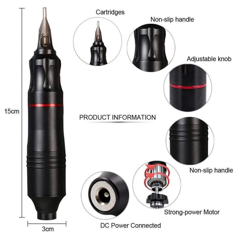 Tattoo-Maschinen-Kits Tattoo-Netzteil Drehstift mit Patronen Nadeln Permanent Make-up-Maschine für Tattoo-Anfänger Künstler