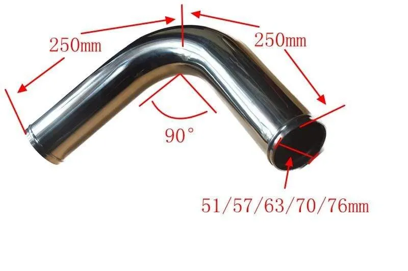 Universal 2.5 Zoll Aluminiumrohr 51/57/63/76 mm Lufteinlassrohr für Rennwagen-Ladeluftkühler Lufteinlass 0/45/90/180 Grad LS-Typ