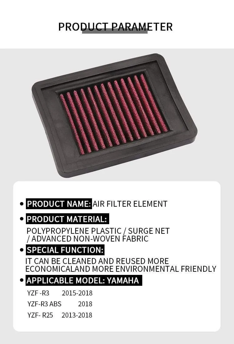 Motorrad-Luftfilter-Ansaugreiniger für YZF R3 2015-2018 YZF-R3 ABS 2018 YZF R25 YZF-R25 2013-2018