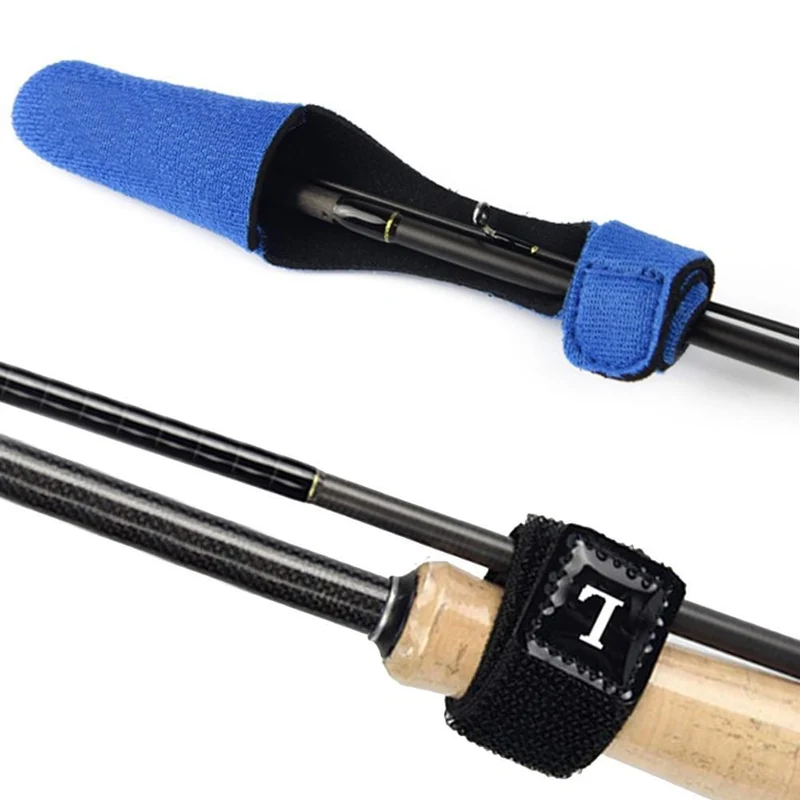 2 stücke Angelrute Abdeckungen Pole Handschuh Kleidung Schutz + Krawatte Wrapping Band Gürtel Angeln Zubehör Angelgerät