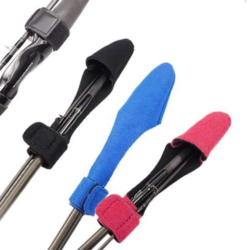 2 stücke Angelrute Abdeckungen Pole Handschuh Kleidung Schutz + Krawatte Wrapping Band Gürtel Angeln Zubehör Angelgerät