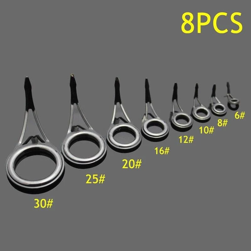 8 Stück Keramik-Angelrutenführung, ovale Angelruten-Augen, Führungen, Schnurringe, Stangen-Reparatur-Set, Rahmen aus Kohlenstoffstahl, JC