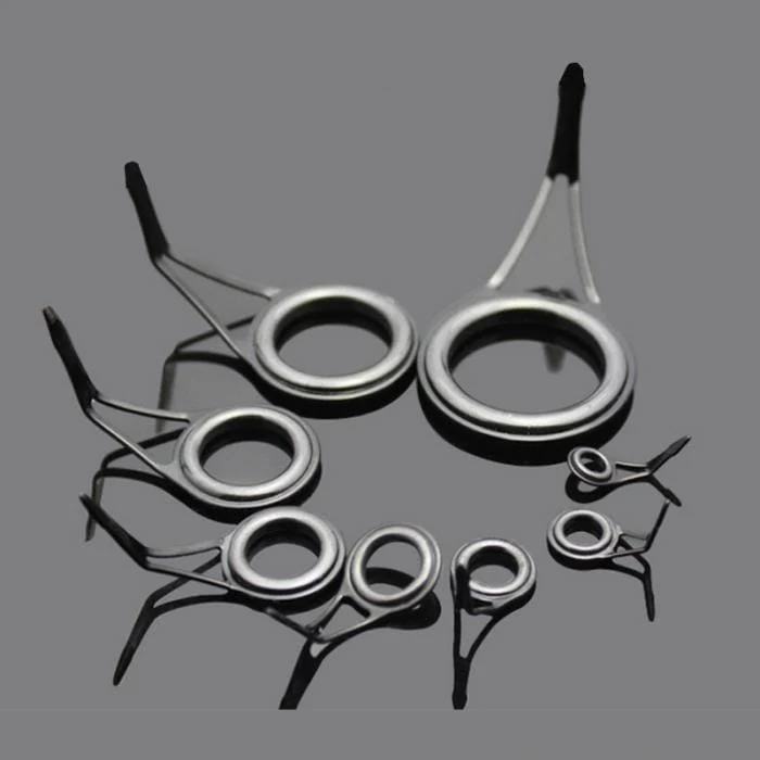 8 Stück Keramik-Angelrutenführung, ovale Angelruten-Augen, Führungen, Schnurringe, Stangen-Reparatur-Set, Rahmen aus Kohlenstoffstahl, JC