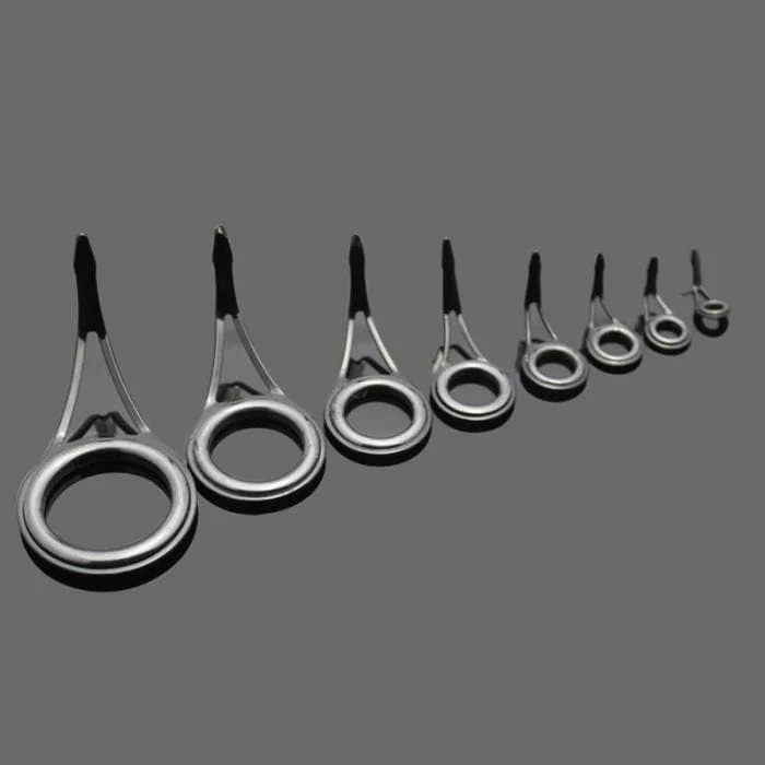 8 Stück Keramik-Angelrutenführung, ovale Angelruten-Augen, Führungen, Schnurringe, Stangen-Reparatur-Set, Rahmen aus Kohlenstoffstahl, JC
