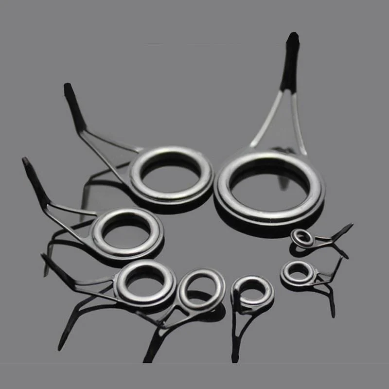 8 Stück Keramik-Angelrutenführung, ovale Angelruten-Augen, Führungen, Schnurringe, Stangen-Reparatur-Set, Rahmen aus Kohlenstoffstahl, JC