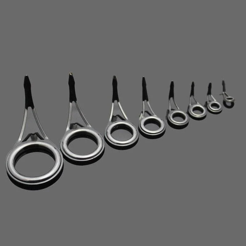 8 Stück Keramik-Angelrutenführung, ovale Angelruten-Augen, Führungen, Schnurringe, Stangen-Reparatur-Set, Rahmen aus Kohlenstoffstahl, JC