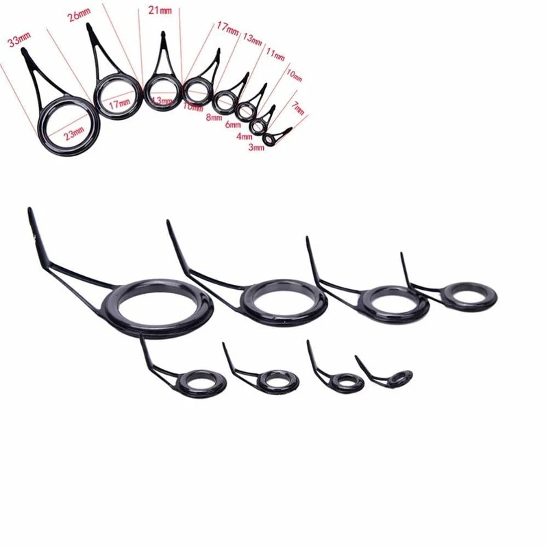 8Pcs Angelrute Guide Edelstahl Keramik Tip Top Ring Kreis Pol Reparatur Kit Set Angeln zubehör angeln liebhaber werkzeug