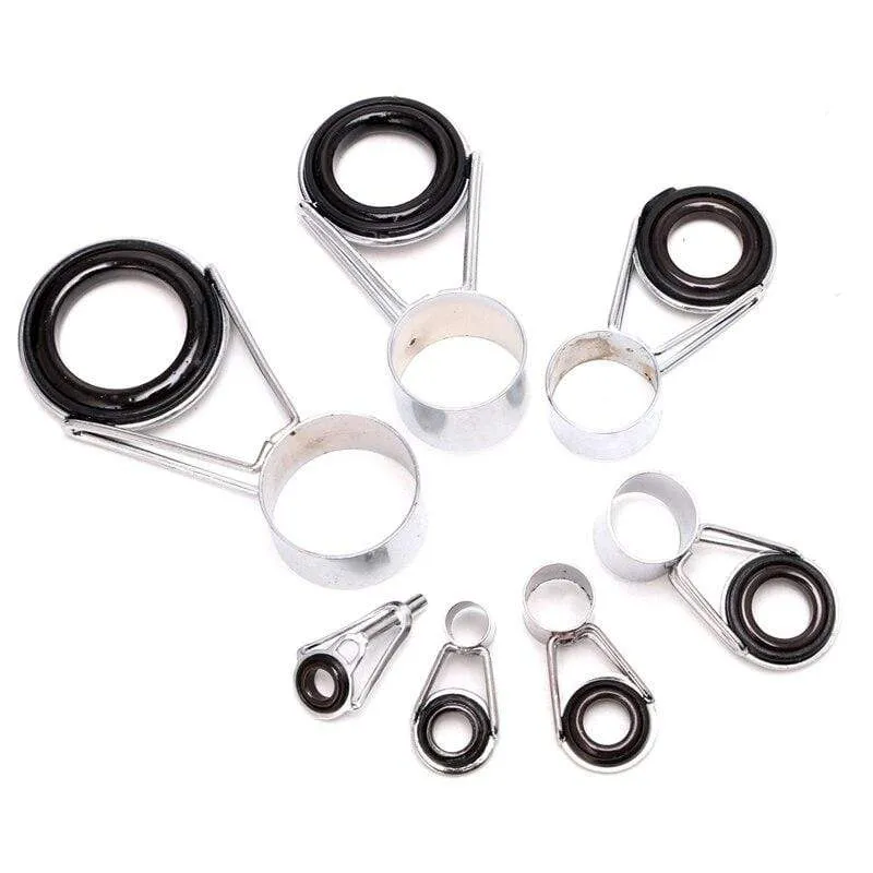 7-teiliges Set mit Teleskop-Angelrutenführungen, Top-Ring-Set, Floßreparatur-Zubehör, Angelrutenbau-Reparatur, Raibow Eye Line Ring