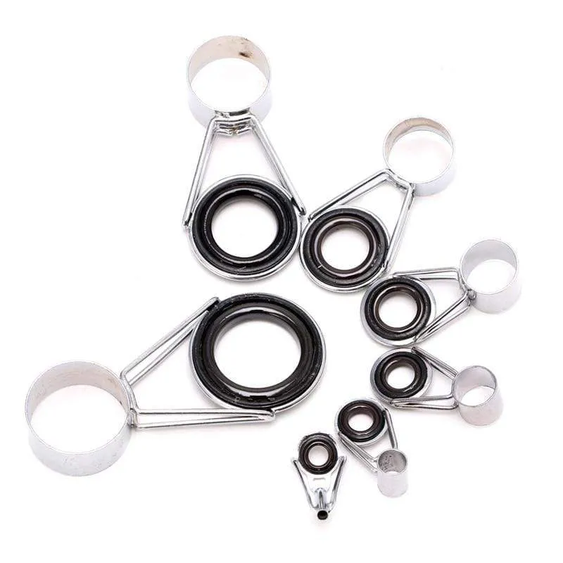 7-teiliges Set mit Teleskop-Angelrutenführungen, Top-Ring-Set, Floßreparatur-Zubehör, Angelrutenbau-Reparatur, Raibow Eye Line Ring
