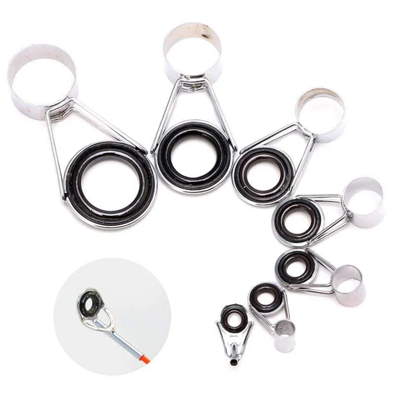 7-teiliges Set mit Teleskop-Angelrutenführungen, Top-Ring-Set, Floßreparatur-Zubehör, Angelrutenbau-Reparatur, Raibow Eye Line Ring