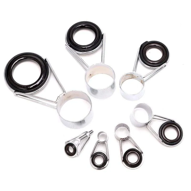 7-teiliges Set mit Teleskop-Angelrutenführungen, Top-Ring-Set, Floßreparatur-Zubehör, Angelrutenbau-Reparatur, Raibow Eye Line Ring