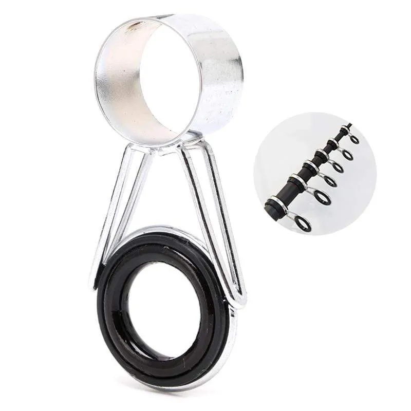 7-teiliges Set mit Teleskop-Angelrutenführungen, Top-Ring-Set, Floßreparatur-Zubehör, Angelrutenbau-Reparatur, Raibow Eye Line Ring