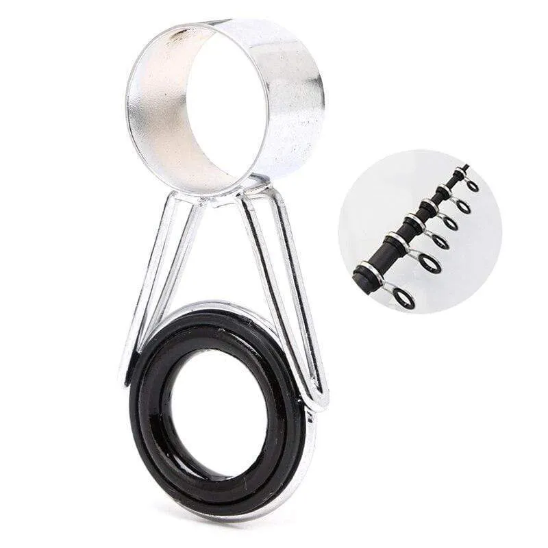 7-teiliges Set mit Teleskop-Angelrutenführungen, Top-Ring-Set, Floßreparatur-Zubehör, Angelrutenbau-Reparatur, Raibow Eye Line Ring