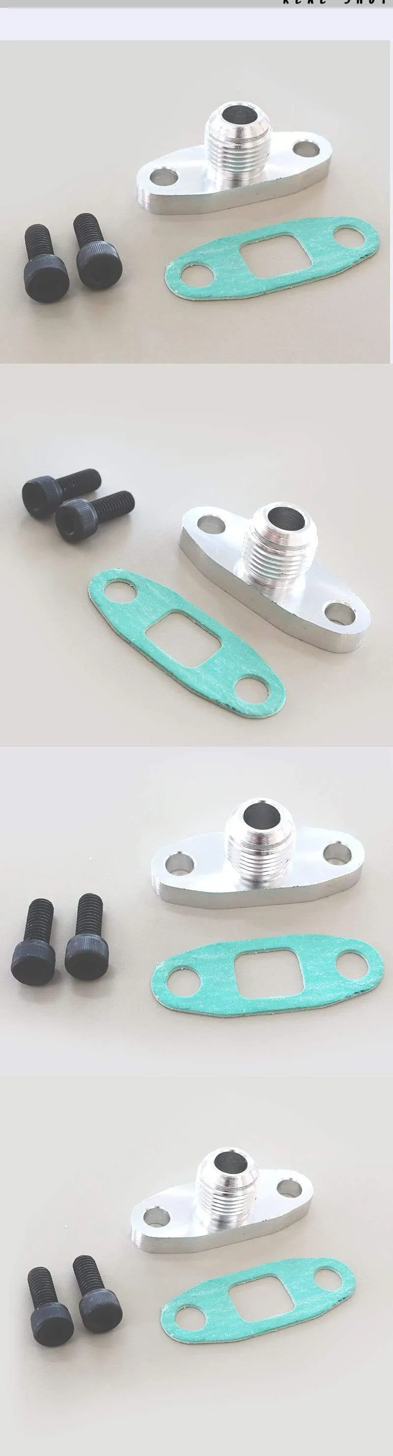 Turbinenöleinlassflansch-Dichtungsadaptersatz 10an 10 An Gelenk T3 / T4 An4 Gelenk mit Gewinde in der Mitte T6061 Aluminium Billet