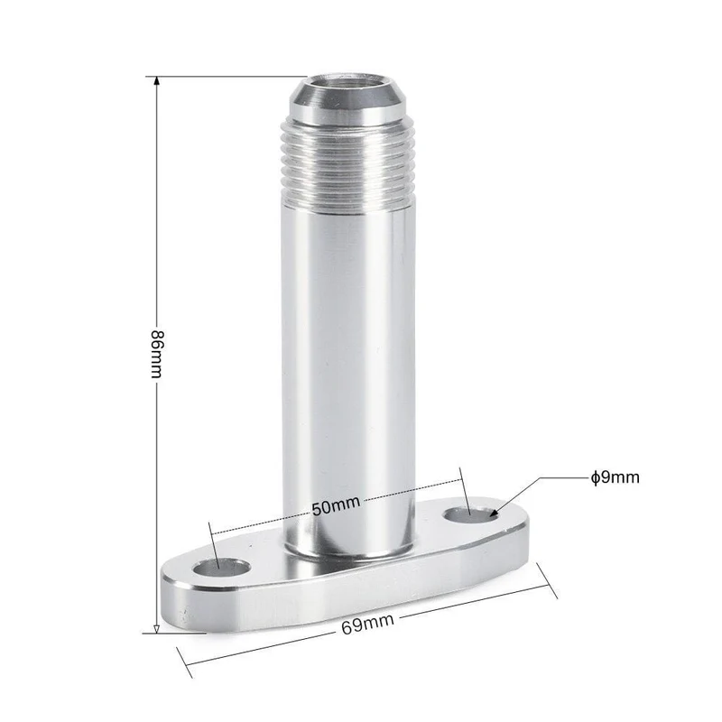 Turbo-Ölablass-Rücklaufflansch-Adapter AN10 Extended CNC Process auslaufsicher für T3 T4 GT28 GT30 GT35 T25 YC101456