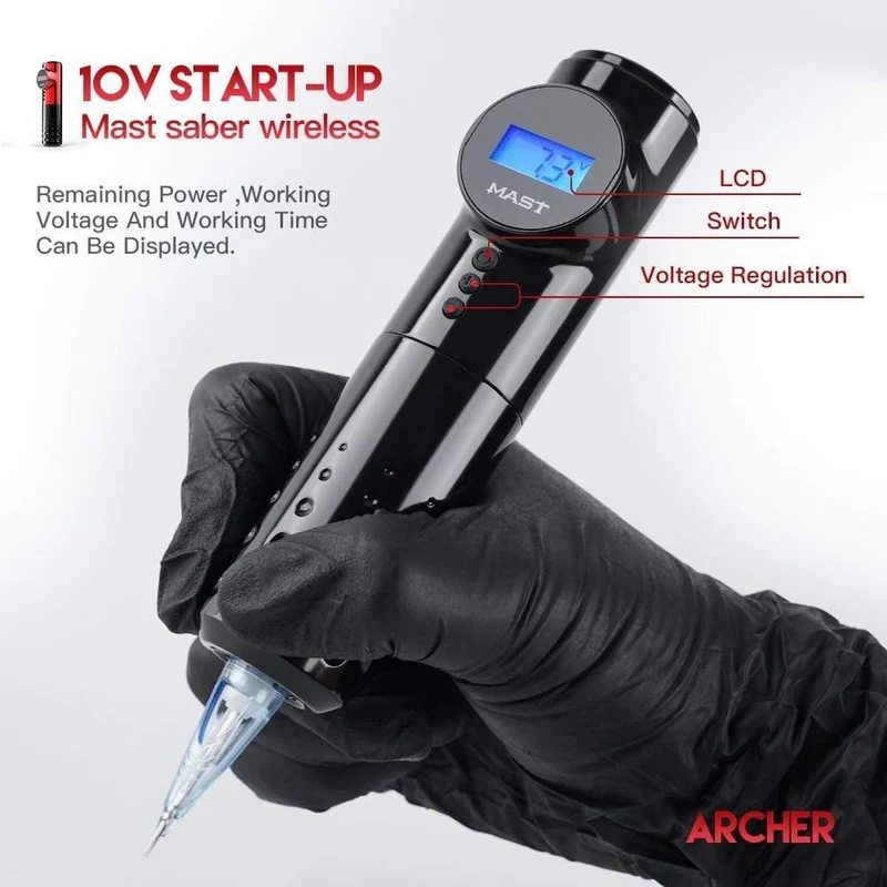 Rotary Tattoo Pen Mast Drahtlose Batteriestiftmaschine LED-Anzeige Permanent Make Up Maschine für Tätowierer