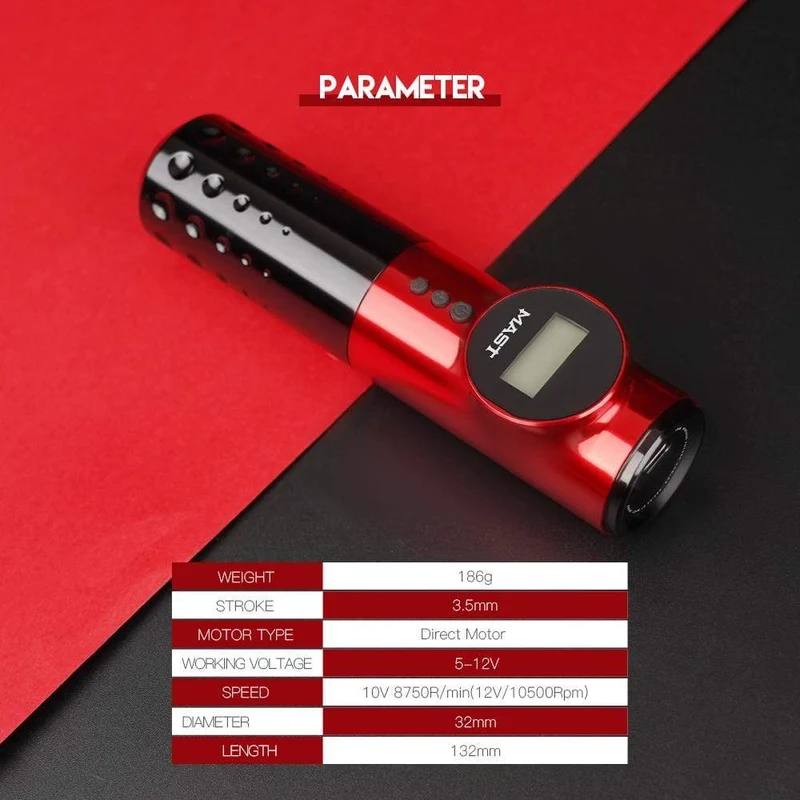 Rotary Tattoo Pen Mast Drahtlose Batteriestiftmaschine LED-Anzeige Permanent Make Up Maschine für Tätowierer