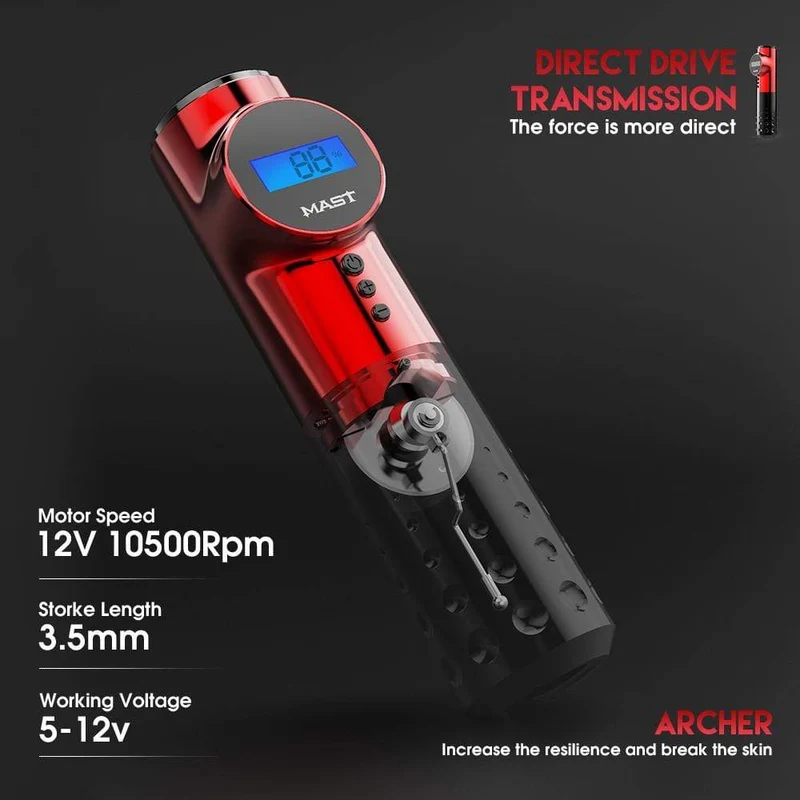 Rotary Tattoo Pen Mast Drahtlose Batteriestiftmaschine LED-Anzeige Permanent Make Up Maschine für Tätowierer