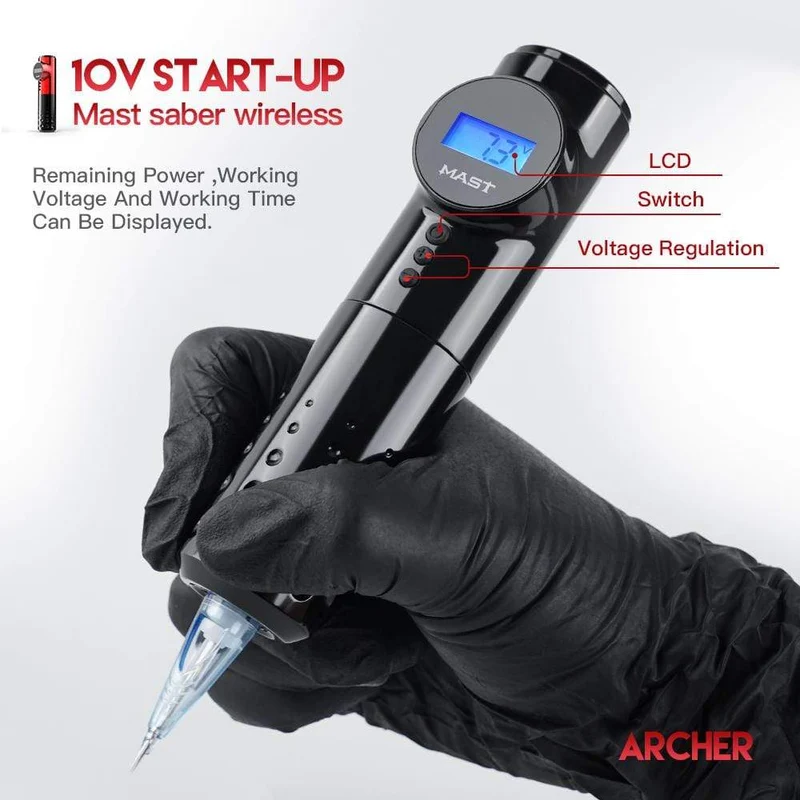 Rotary Tattoo Pen Mast Drahtlose Batteriestiftmaschine LED-Anzeige Permanent Make Up Maschine für Tätowierer