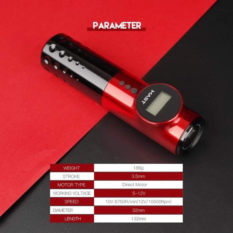 Rotary Tattoo Pen Mast Drahtlose Batteriestiftmaschine LED-Anzeige Permanent Make Up Maschine für Tätowierer
