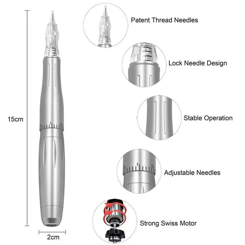 Biomaser PMU Tattoo Maschine Stift Dermograph Leiser Motor Stift Permanent Make-up Maschine Dermógrafo Agulhas Easy Click for Eyebrow