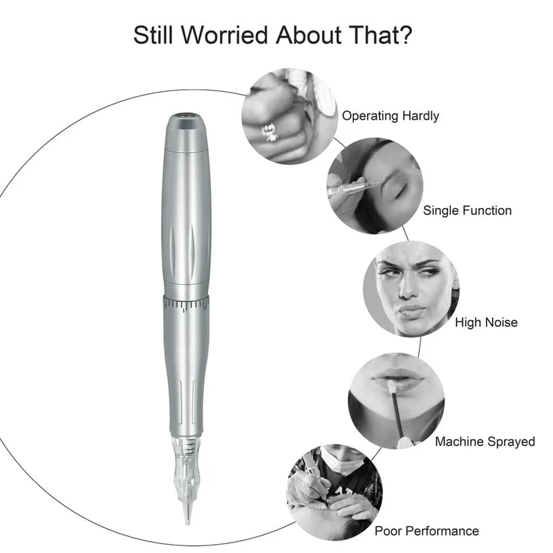 Biomaser PMU Tattoo Maschine Stift Dermograph Leiser Motor Stift Permanent Make-up Maschine Dermógrafo Agulhas Easy Click for Eyebrow