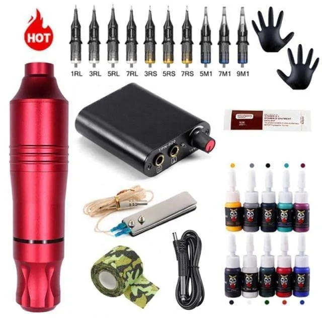 Professionelle Tattoo Maschine Kit Tattoo Netzteil Rotary Tattoo Stift Maschine Mit Patronen Nadel Für Tattoo Anfänger Künstler