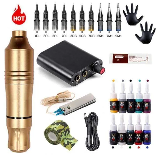 Professionelle Tattoo Maschine Kit Tattoo Netzteil Rotary Tattoo Stift Maschine Mit Patronen Nadel Für Tattoo Anfänger Künstler
