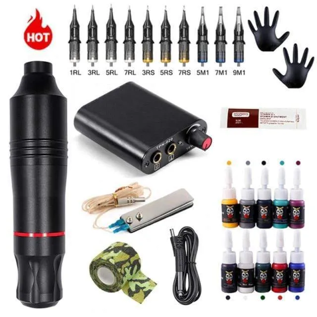 Professionelle Tattoo Maschine Kit Tattoo Netzteil Rotary Tattoo Stift Maschine Mit Patronen Nadel Für Tattoo Anfänger Künstler