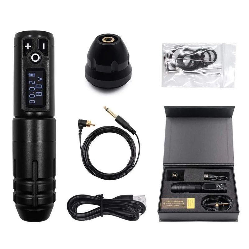 Tragbare kabellose Tattoo-Maschine, deutscher Motor, vibrationsarmer Rotary-Tattoo-Stift mit austauschbarer Batterie für Permanent-Make-up