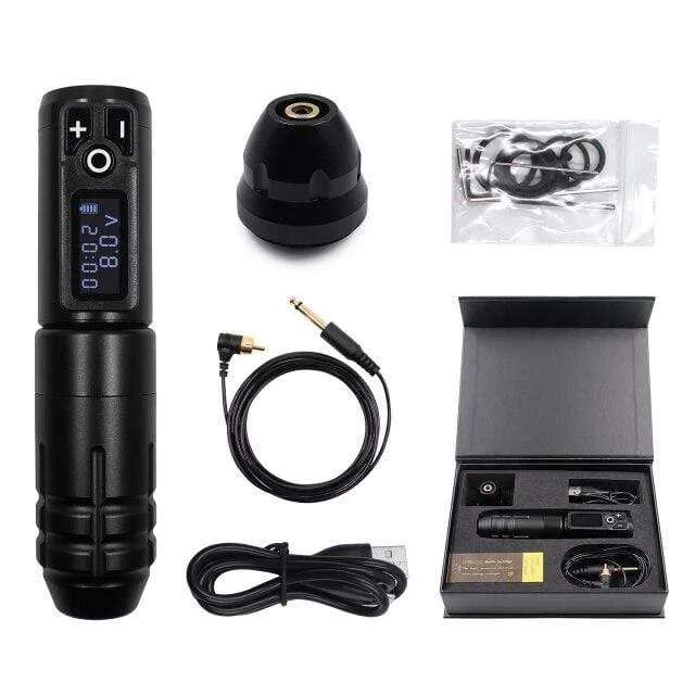 Tragbare kabellose Tattoo-Maschine, deutscher Motor, vibrationsarmer Rotary-Tattoo-Stift mit austauschbarer Batterie für Permanent-Make-up