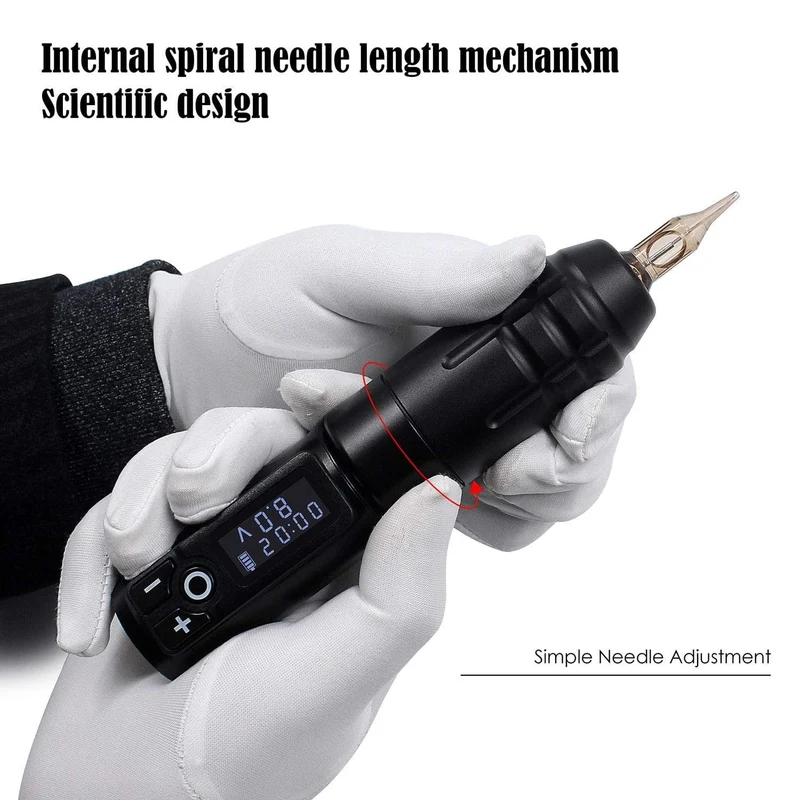 Tragbare kabellose Tattoo-Maschine, deutscher Motor, vibrationsarmer Rotary-Tattoo-Stift mit austauschbarer Batterie für Permanent-Make-up