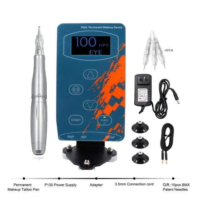 BMX Permanent Make-Up Maschine PMU Tattoo Maschine Kits Professionelle Tattoo Stift Für Augenbrauen Eyeliner Lip Tattoo Set P100LW002