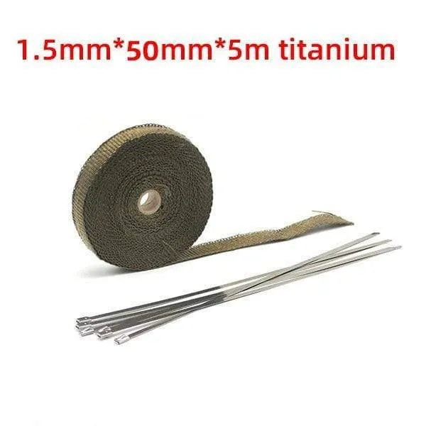 5 cm * 5 m / 10 m / 15 m / 20 mt Auspuffwärmeverpackung Wärmeleitband Fiberglas Wärmeverpackung Verteilerisolierung Rollbeständig mit Edelstahlbändern