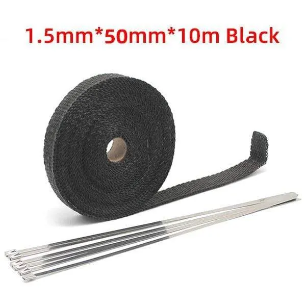 5 cm * 5 m / 10 m / 15 m / 20 mt Auspuffwärmeverpackung Wärmeleitband Fiberglas Wärmeverpackung Verteilerisolierung Rollbeständig mit Edelstahlbändern