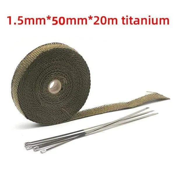 5 cm * 5 m / 10 m / 15 m / 20 mt Auspuffwärmeverpackung Wärmeleitband Fiberglas Wärmeverpackung Verteilerisolierung Rollbeständig mit Edelstahlbändern