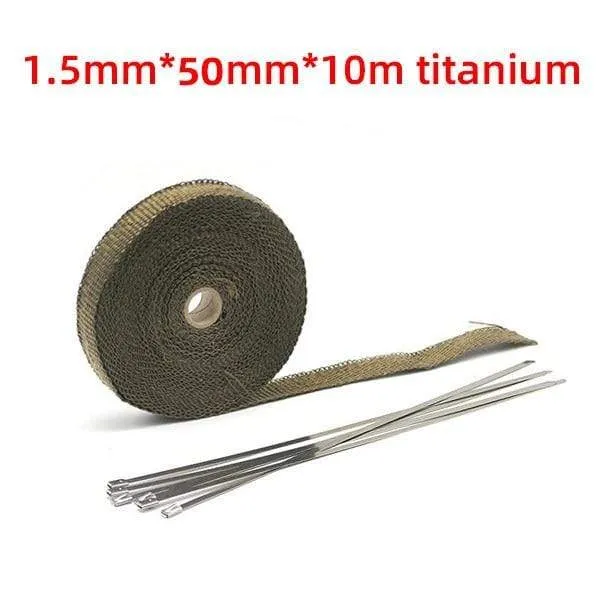 5 cm * 5 m / 10 m / 15 m / 20 mt Auspuffwärmeverpackung Wärmeleitband Fiberglas Wärmeverpackung Verteilerisolierung Rollbeständig mit Edelstahlbändern