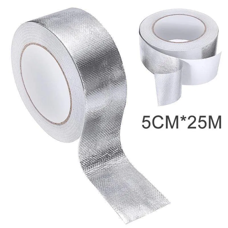 25 mt x 5 cm Auto Motorrad Aluminium Folie Hitzeschild Klebeband Auspuff Wrap Rohr Kanäle Hohe Temperatur Beständig reparatur Band